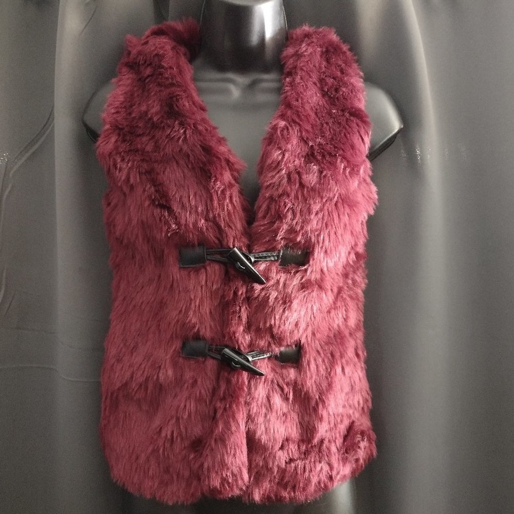 Chillipop Burgundy Furry Vest - Size 7-8